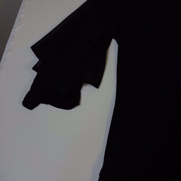 DESIGN HISTORY Black Flowy Dressy Top Size 2X Bell Ruffle Sleeve long length - Picture 13 of 14